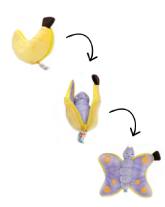 Peluche Réversible Banane Papillon Poppet Flipetz